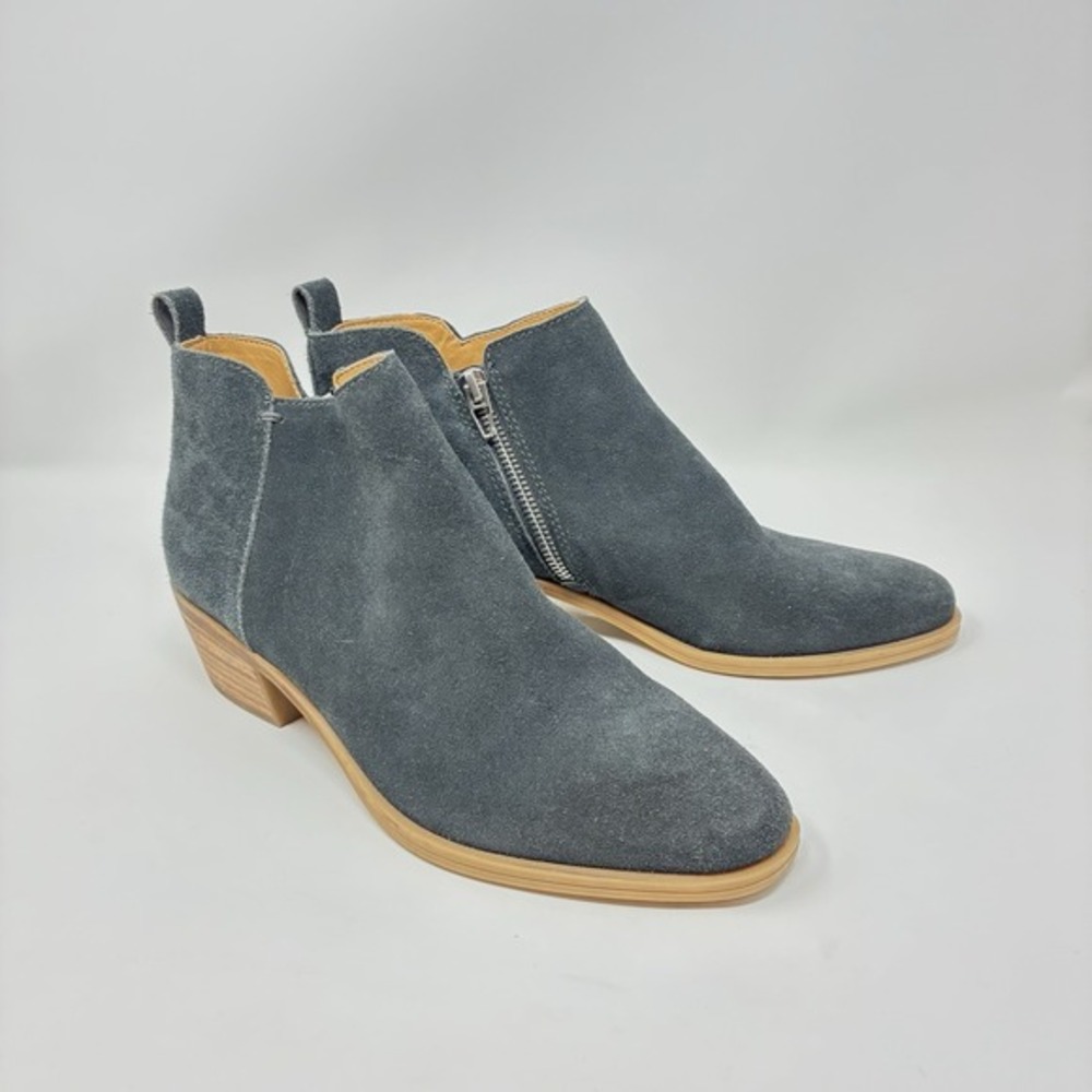 Dolce Vita Womens Westa‎ Anthracite Suede Ankle Zip Bootie Boot Black Size 8.5